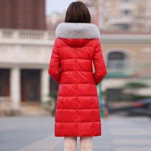 Sheepskin Real 100% Coat Female Mink Fur Collar Down Jackets Winter Jacket Women Genuine Leather Jacket Chaqueta Mujer