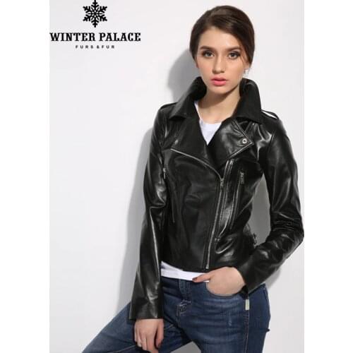 2018 Spring Fashion leather jacket women classic Black Short leather jacket locomotive style genuine leather jacket women
