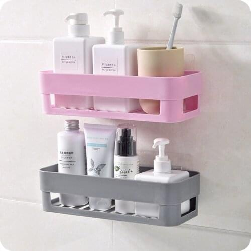 1pc Bathroom Punch-free Drain Rack Powerful Seamless Storage Rack Toiletries Supplies Storage Shelf Kitchen Storage Organizer