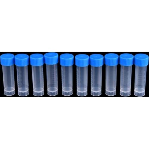 10PCS x 5ml Chemistry Plastic Test Tubes Vials Seal Caps Pack Container for Office School Chemistry Supplies