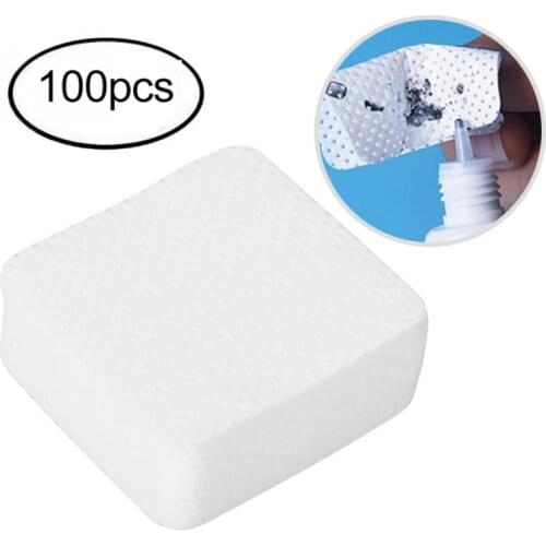 100PCS Eyelash Grafting Tool Glue Remove Cotton Pad Glue Bottle Mouth Wipe Glue Removal Cotton Pads