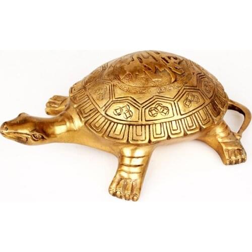 2020 office home town House Protection # Money Drawing divine godly Turtle FENG SHUI GOLDEN Brass statue-- efficacious Talisman