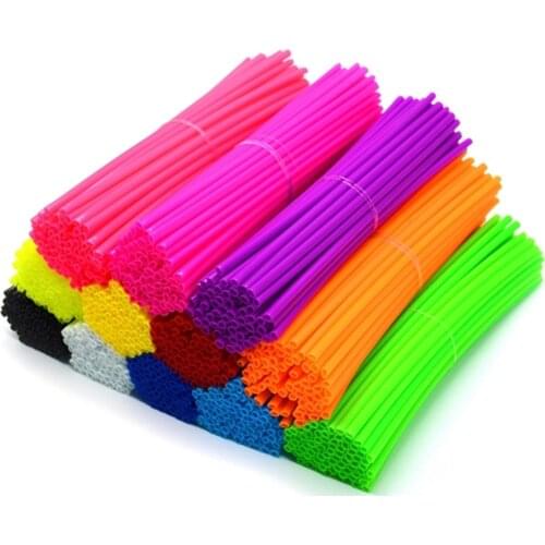 72 Pieces Spoke Covers, Colorful Decorative Spoke Cover Pipe for Motorbike Mountain Bikes Plastic Sleeves Bicycle Decoration