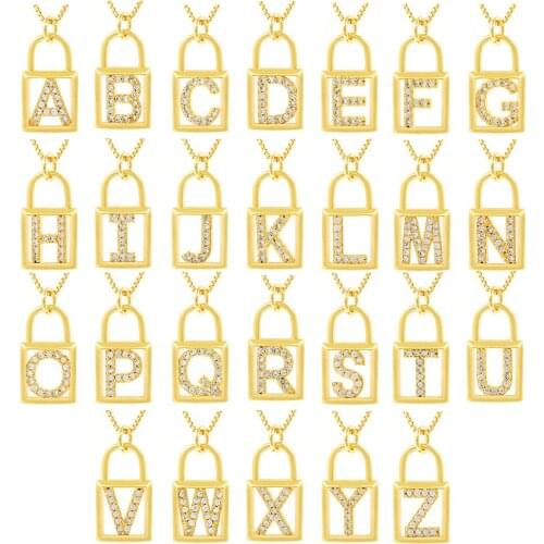 New Accessories Accessories Simple 26 Lock English Letters Pendant Fashion Explosion Necklace 2021 Girls