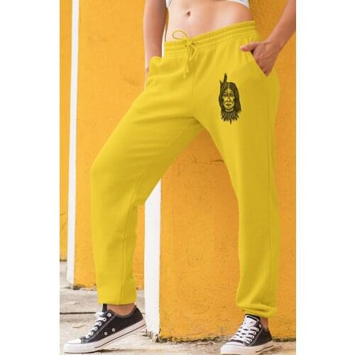 Angemiel Wear Indian Skull And Crossbones Yellow Women Sweatpants