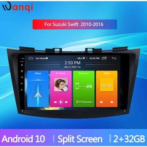 Wanqi Car Stereo GPS Navigation Multimedia Player For 2010-2016 Suzuki Swift 9 inch Android10 Picture in Picture Split Screen