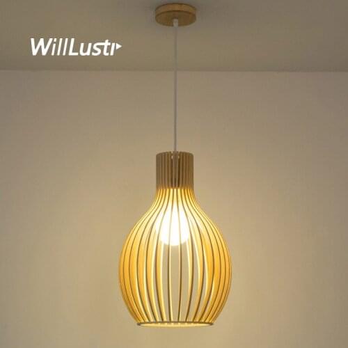 Bamboo Cage Pendant Light Wood Onion Hanging Lamp Hotel Restaurant Sitting Room Bedroom Creative Handmade Suspension Lighting