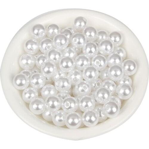 3-20mm White Round Pearl Charm Loose Spacer Beads For Jewelry Making DIY Needlework Bracelet Accessories