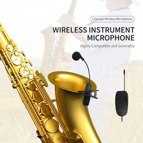 UHF Wireless Instruments Saxophone Microphone clip microphone for recording Musical instrument mic interview
