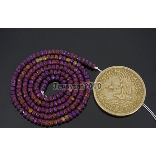 Natural Matte Hematite Gems Stones 2mm x 3mm Faceted Rondelle Beads Non Magnetic Matte Purple Jewelry Making 5 Strands/Pack