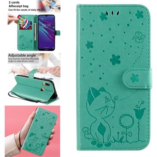 PU Leather Cases For estuche Huawei Y6 2019 3D Embossing Book Flip Phone Pouch Cover sFor cellular Honor 8A Prime Estojo Etui