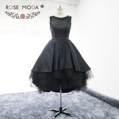 Sleeveless Cut Out Back Black Short Prom Dress Open Back High low Hem Ball Skirt Formal Dress Arabic Dress