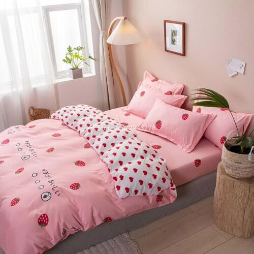 Home Textiles Strawberry Bear Sunflower Deer Pattern Bedding Bedcover Pillowcase Linens Bedding Set 3/4 Children and Adult