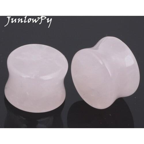 Rosenquarz Stein Double Flared Flesh Tunnel Natur Stone Quarz 6-16mm body jewelry ear piercing plugs