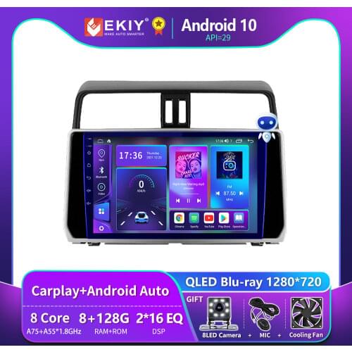 EKIY DSP Autoradio Android 10 For Toyota Land Cruiser Prado 150 2017 - 2018 Car Radio Multimedia Video Player GPS Navigation DVD