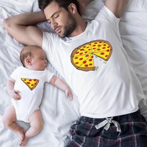 Dad Mom and Me Baby Tshirt The Price of a Piece Clothes Family Matching Clothes Father Mother Daughter Son Pizza T-shirt Clothes