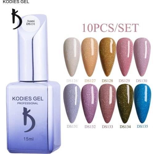 KODIES GEL 2021 NEW Glitter UV Gel Nail Polish 10 PCS/Set Nails Art Holographic Color Hybrid Varnishes Paints Beauty Esmalte Kit