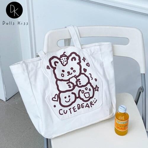 Women Canvas Eco Bag Ladies Kawaii Printed Shopping Bag Student Large-Capacity Book Bag Casual Travel Bagand Handbag for Girls