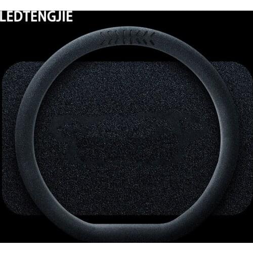 LEDTENGJIE Car Steering Wheel Cover Four Seasons Universal Suede Personalized Non-slip Ultra-fashionable Interior