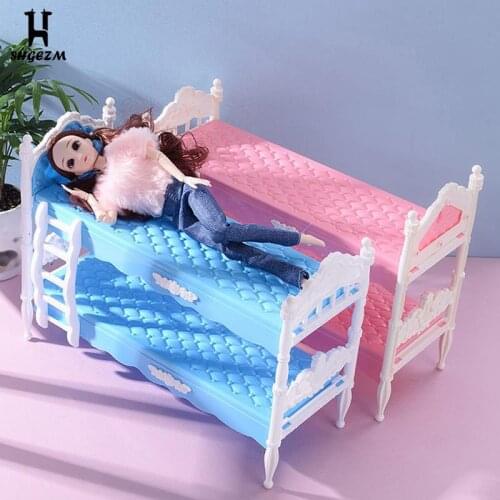 Dollhouse Miniature Mini Dollhouse Plastic Bed For Doll Accessories Pretend Bed Detachable Toys