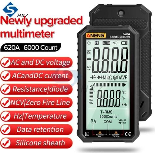 Multimeter AC DC 620A Ultra-thinfull Screen Smart Dual-color Multimeter Red Black Tester Meters Voltmeter Auto Range