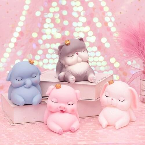 SIBAOLU Cartoon Pink Pig Piggy Bank Cute Dog Elephant Figurine With Crown Table Ornament Lovely Rabbit Money Box Saving Bank