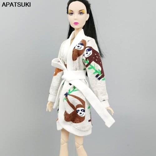 Cartoon Bradypod Robe For Barbie Doll Bathrobe Bathroom Suit Winter Pajamas Casual Sleeping Clothes Accessories Toys