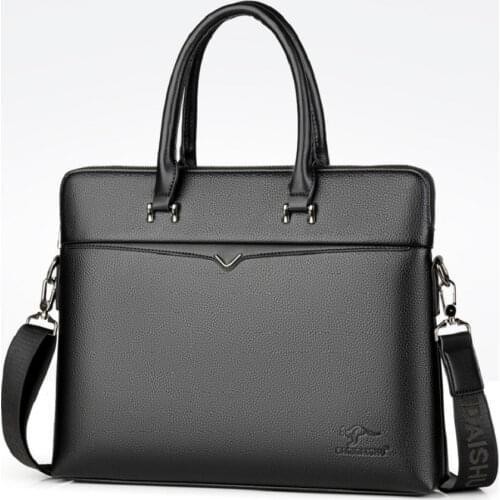 Mens handbag official briefcase A4 document business bag laptop PU leather bag ipad Bag trend