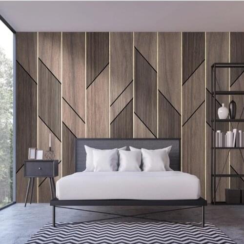 Custom Photo Wallpaper Modern 3D Geometric Wooden Plank Lines Abstract Creativity Mural Living Room Bedroom Papel De Parede 3 D