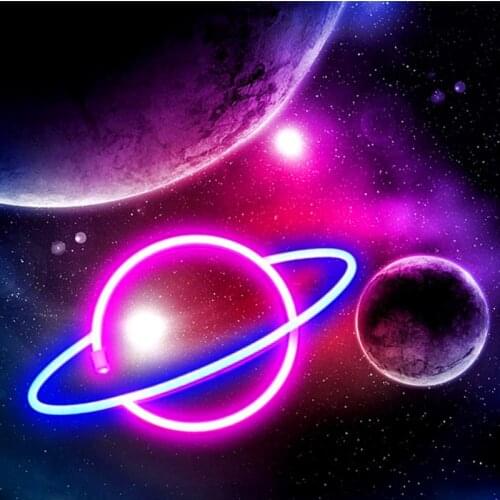 Planet Bar Neon Sign Light Party Wall Hanging LED for Xmas Shop Window Art Wall Decor Neon Lights Lamp USB or Battery Powered