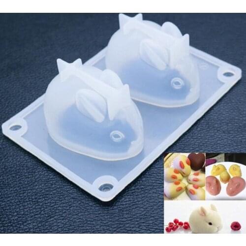 New Lovely 3D Creative Food Grade Silicone Rabbit Ice Cream Mold Mousse Cake Chocolate baking utensils Ice Bunny Cube Maker