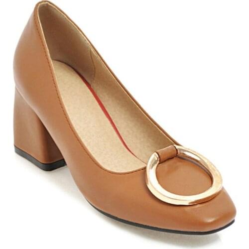 The new spring 2018 square head high fashion joker with coarse 43 single shoe tide with 40-18414