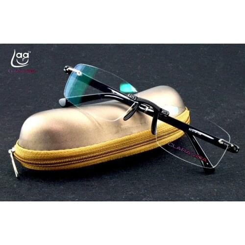 =CLARA VIDA=MEN WOMEN READING GLASSES WITH STYLERISH CASE RIMLESS HIGH QUALITY ANTI BLUE RAY BRILLER +1 +1.5 +2 +2.5 +3 +3.5 +4