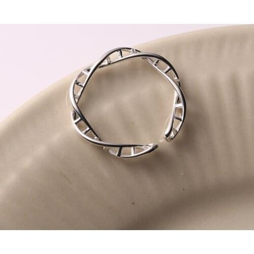 Real 925 Sterling Silver Geometric Spiral Ring For Woman Accessories, Minimalist Adjustable Womans Rings Finger Fine Jewelry