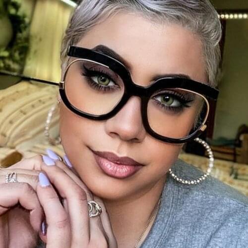 Overszied Square Presbyopia Reading Glasses Women Blue Light Blocking Eyeglasses Fashion Half Frame Prescription Glasses Frames