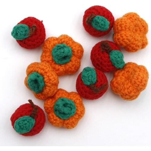 Handmade Crochet Pumpkin/Fruit Chewable Knitting Wool Beads DIY Baby Pacifier Chain Accessories Infant Newborns Teether Toy G99C
