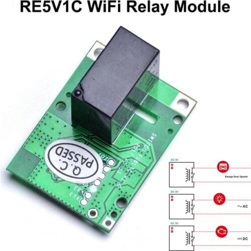 1pcs RE5V1C Relay Module 5V WiFi Smart DIY Switch Dry Output Inching/Selflock Working Modes APP/Voice/LAN Control Automation