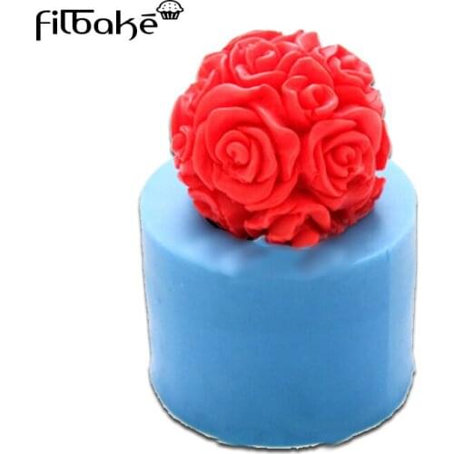 Rose Ball Shaped Silicone Fondant Molds Wedding Cake Decorating Moulds For Kitchen Baking Mold Pastry Cake Accessories Tray