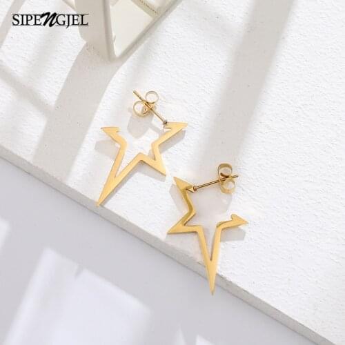 Fashion Stainless Steel Earrings 3 Color Color Titanium Steel Geometric Star Stud Earings For Women Jewelry Gifts 2020
