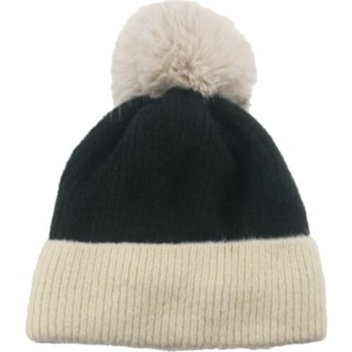 Knitted hats women Rabbit fur yellow black khaki winter hats outdoor thicken keep warm fur ball cute hats new sombreros de mujer