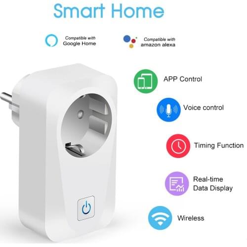 Wi-Fi Smart Plug Socket Phone Remote Control Timer Function Countdown Voice Control Safety Circuit Electricity Consumption Count
