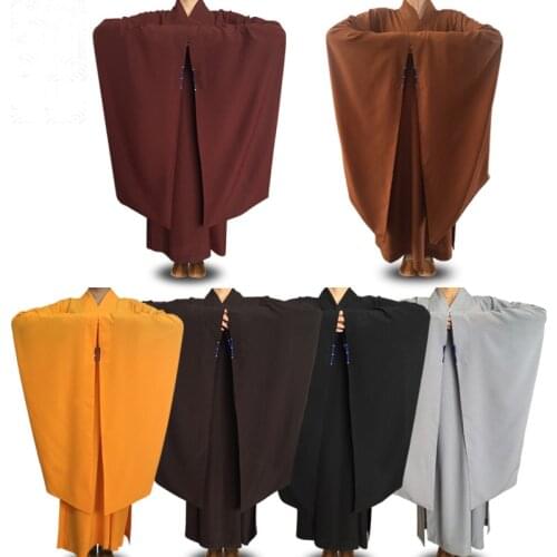 UNISEX buddhist abbot nun zen lay suit meditation uniforms buddhism religious robe gown clothing yellow/black/coffee/gray