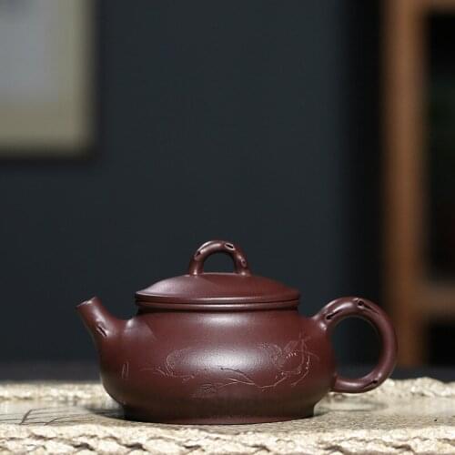 Yixing are recommended by famous yong-cai sun undressed ore old purple clay pot pan stump kung fu tea tea set gift