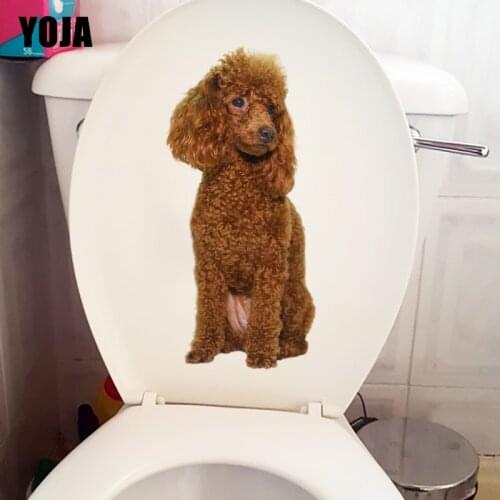 YOJA 12×24.2CM Elegant Teddy Pet Dog Home Decoration Wall Stickers Toilet Cover WC Accessories T1-2415