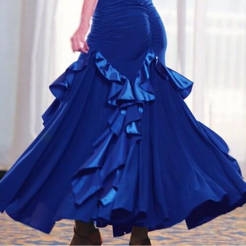 Newest style women performance ballroom dance skirts for women standard flamenco girls clothes long gypsy skirt 5 colors