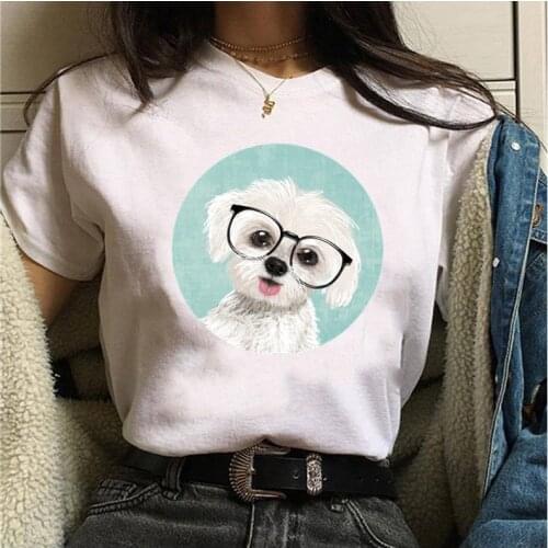 Summer Fashion t shirt Women Casual Harajuku Short sleeve t-shirt Cute Dog print Tshirt Large size Cartoon Tee Shirt Femme