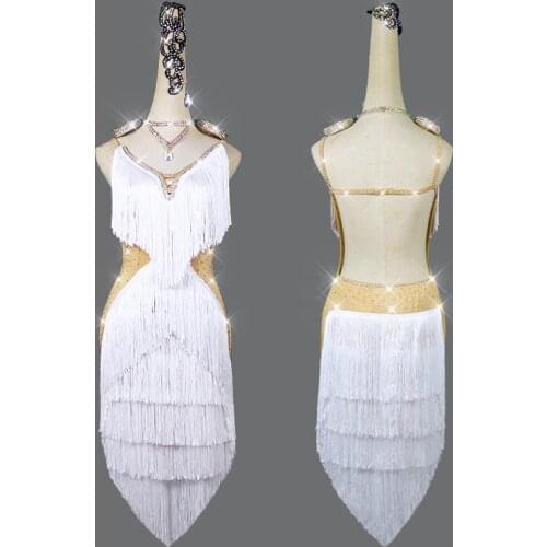 Women Fringe Latin Dance Professional Competition Dress Salsa Samba Dancing Performance Clothing Falda Flecos Dancewear VDB3853