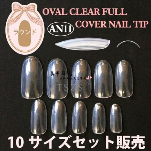 1bag/lot * 500pcs Oval Nails Tips Round Full Cover Clear Natural Tips Acrylic False Nail Art Tips