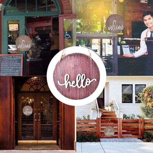 1PC Round Wooden Door Hanging Pendant Door Sign DIY Welcome Wreath House Number Home Decoration Home&Living Garden Decoration