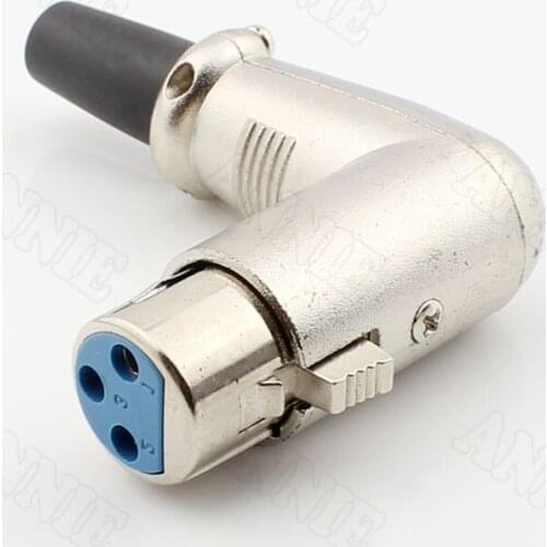 10pcs/lot 3 Pin XLR Female Curved Socket Type 7 Microphone Plug Elbow Jack